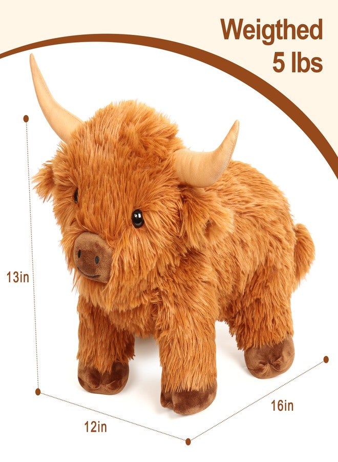 Wepop Highland Cow Weighted Stuffed Animals 16in 5 lbs, Weighted Stuffed Animal Highland Cow Plush, Adorable Cattle Stuffed Animal Décor Gifts for Kids and Adults - Image 5